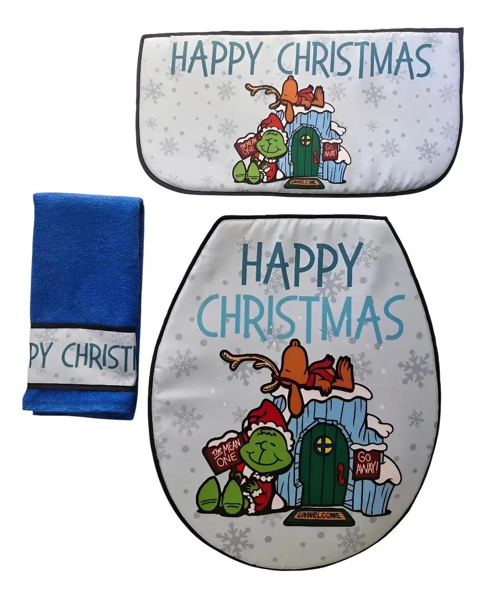 Conjunto de banheiro de Natal. Padrões, cor de 3 peças Charly Grinch