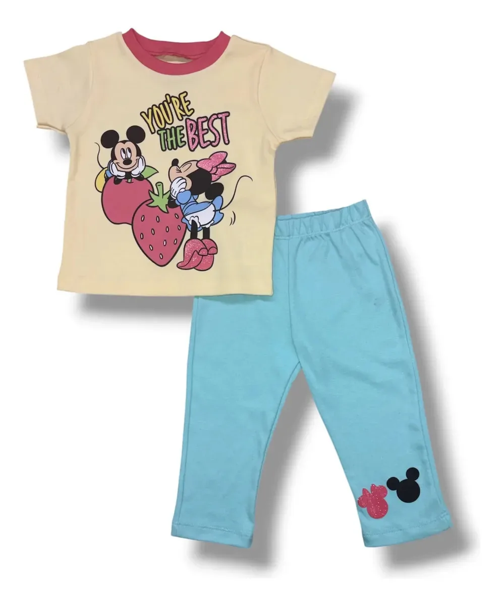 Conjunto de calças e camisetas Disney Multicolor 2 A Minnie Mickey Mouse