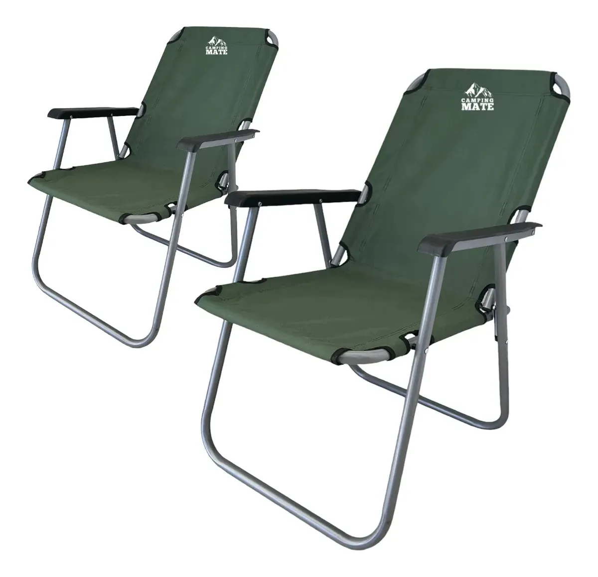 2 cadeiras para acampar na praia e ao ar livre, banco portátil com apoios de braços, ergonômico, impermeável e reforçado. (verde)