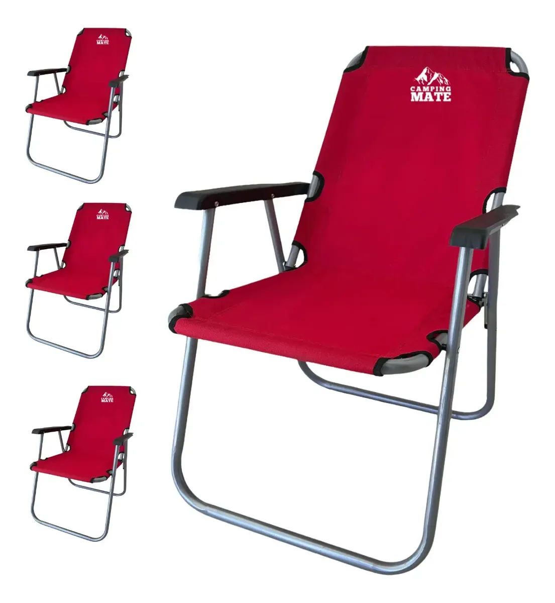 Cadeira dobrável 4 Camping Mate para acampar na praia e ao ar livre, assento portátil com apoios de braços, ergonômica, impermeável e reforçada.