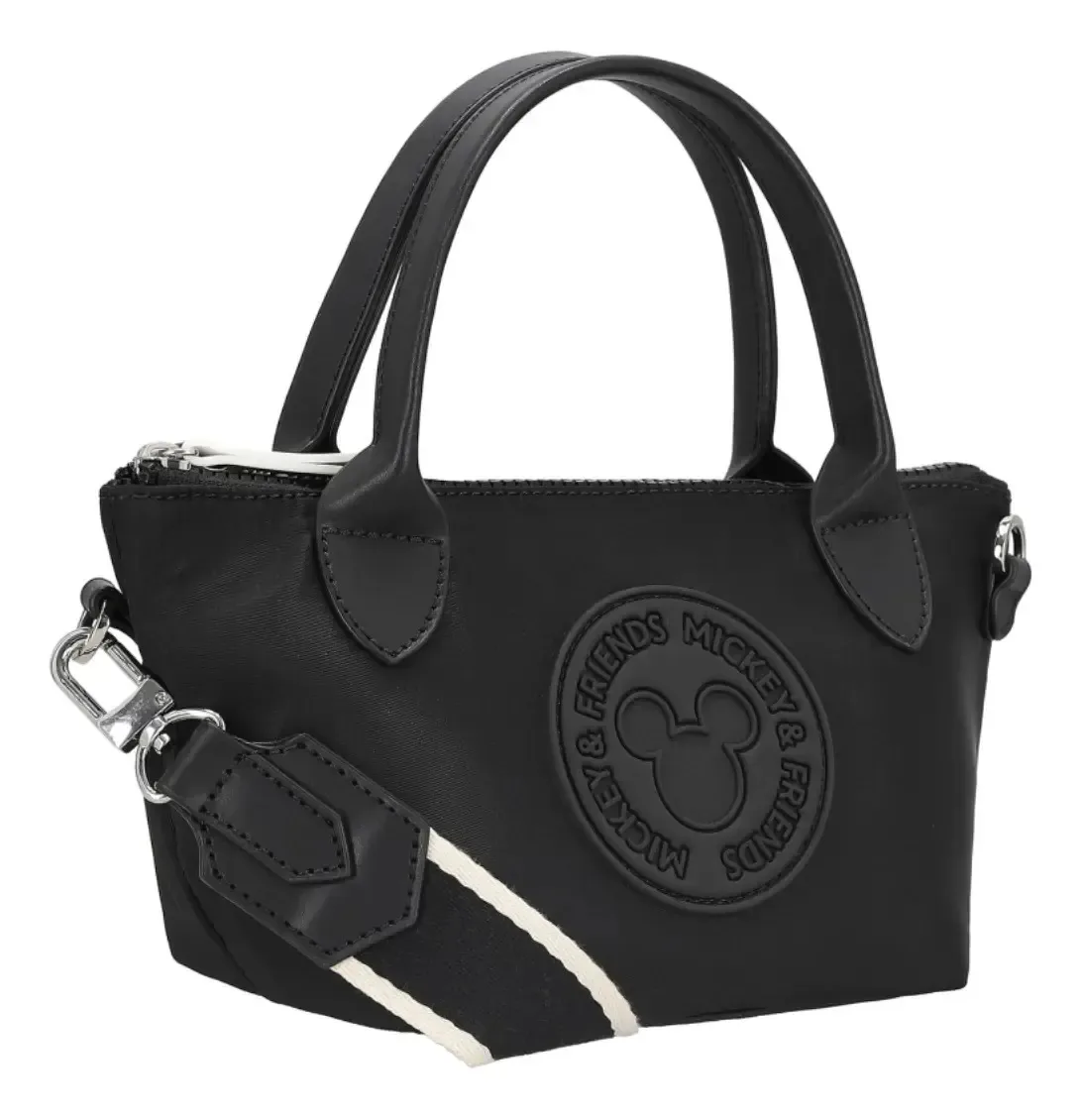 Bolsa tiracolo feminina Mickey W Capsule preta Hborelana2CW estampada preta e níquel