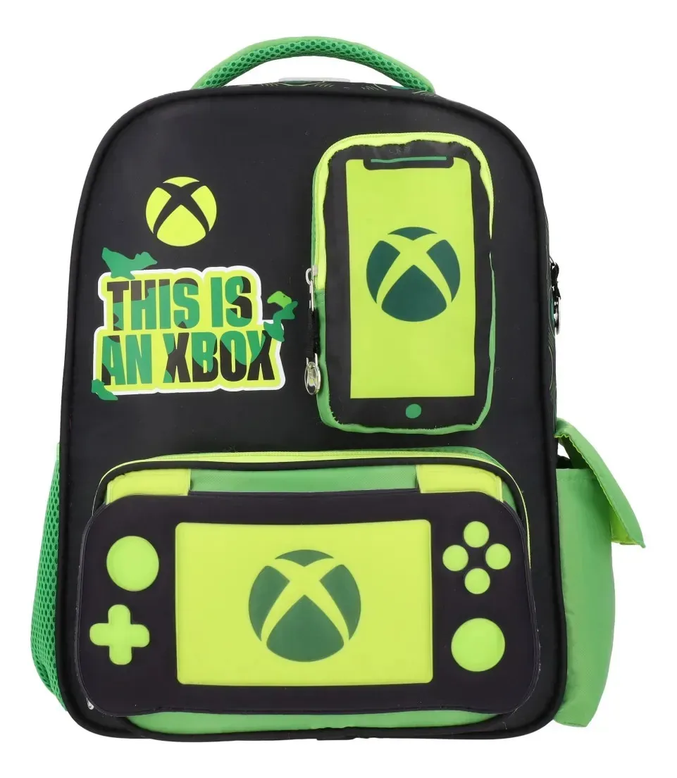 Mochila escolar grande, console Xbox, console Xbox preto