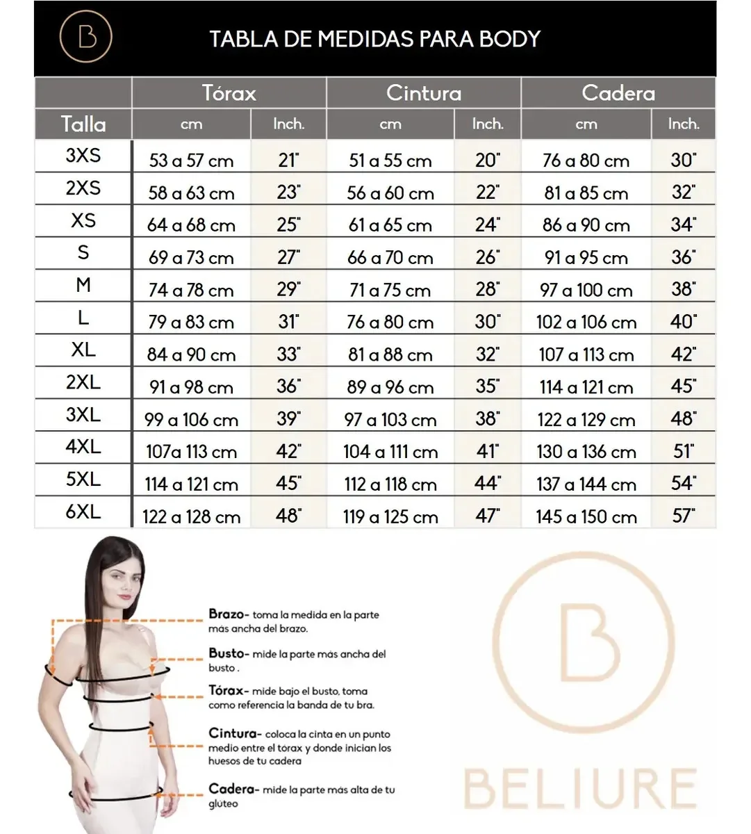 Fajã modelar, redutora Beliure BODY SKIN talla 2XP bege