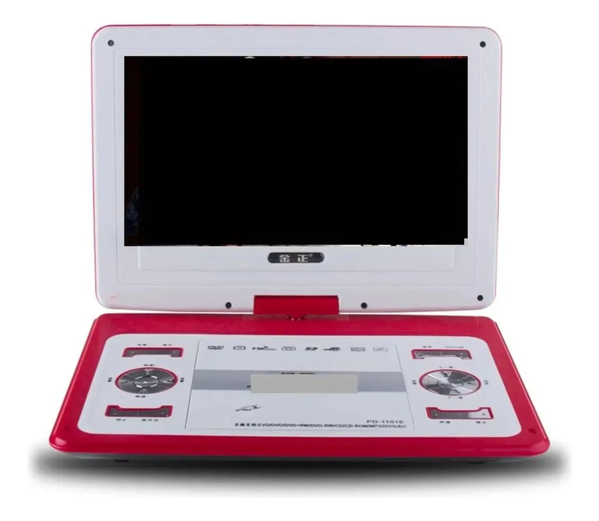 Reprodutor de DVD de vídeo com tela grande HD de 14 polegadas, portátil, compatível com cartão de DVD, jogos em pen drive, alto-falante MP3, console de jogos para TV digital, cor: vermelho, tamanho