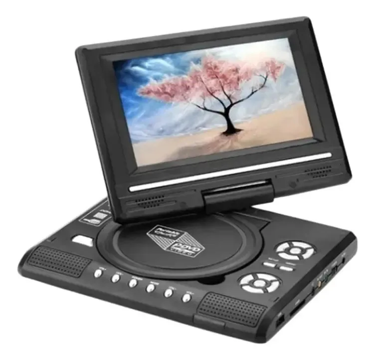 DVD móvel portátil Sweper com televisão, bateria embutida, função de memória de desligamento inteligente giratório, mini TV