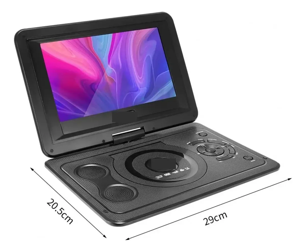 Leitor de DVD portátil Sweper de 13,9 polegadas, porta USB multiregião, tela giratória de 270 graus, reprodutor de DVD doméstico