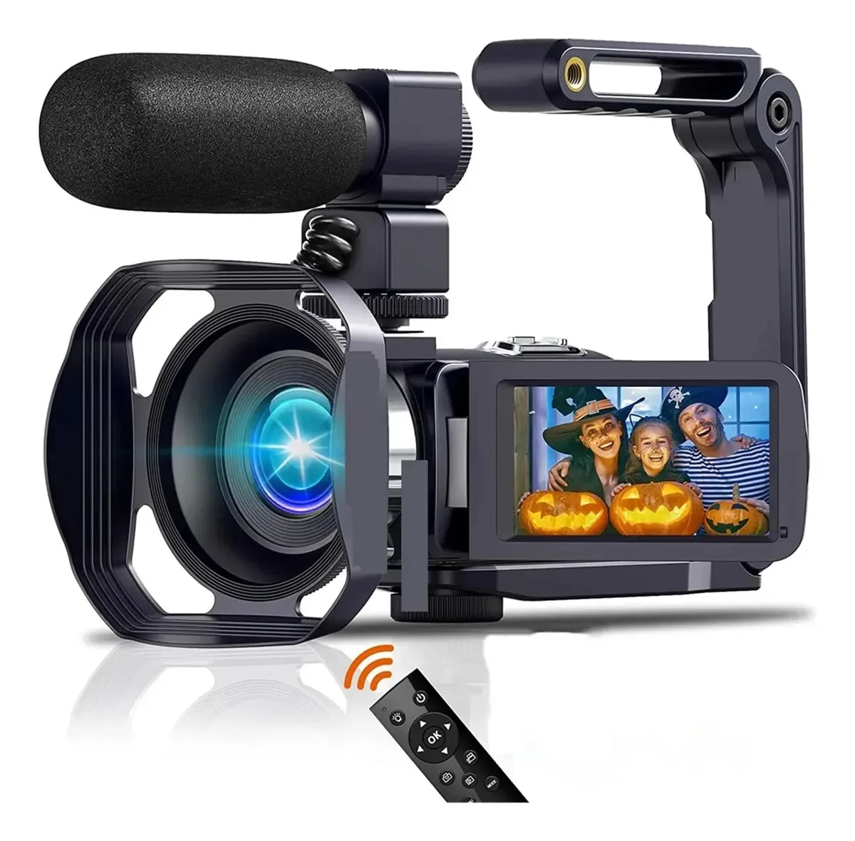 Câmera digital de alta definição, filmadoras digitais 18x 4K, câmera de vídeo de vlog com lapso de tempo para blogs, tela de toque giratória, gravador fotográfico durável e leve de 48 MP de alta...