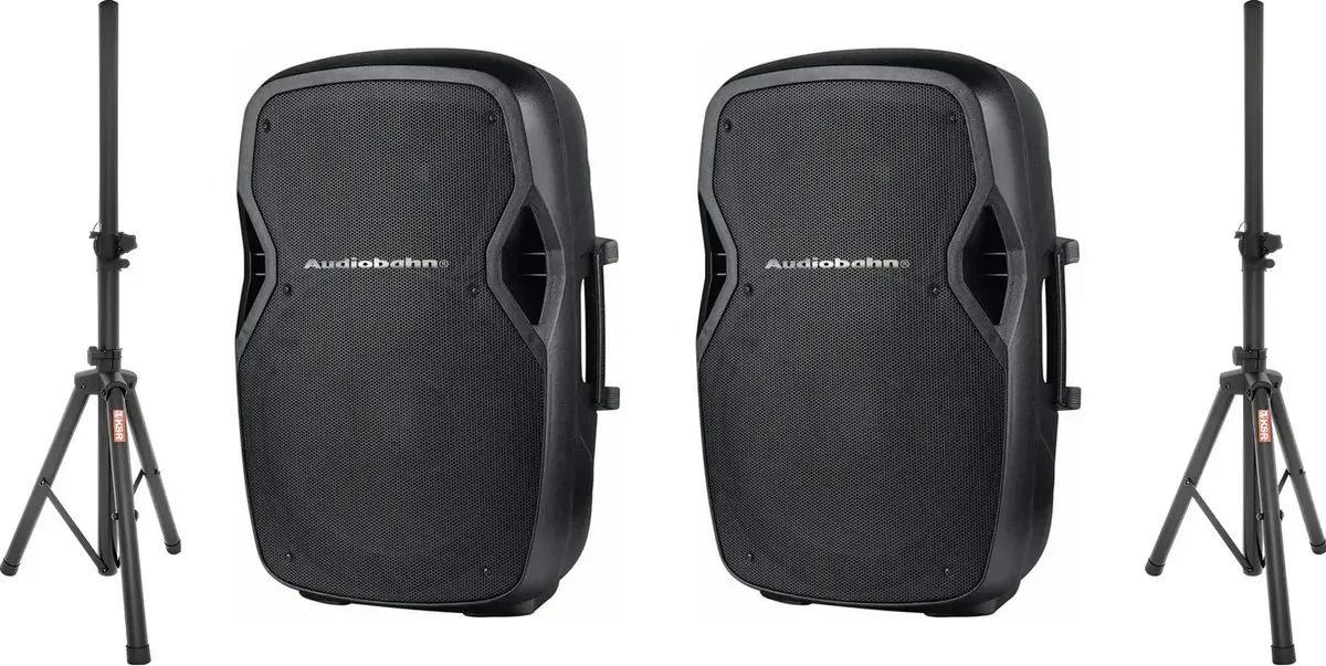 Par de alto-falantes passivos e alto-falante 15 400w com tripé Audiobahn Black