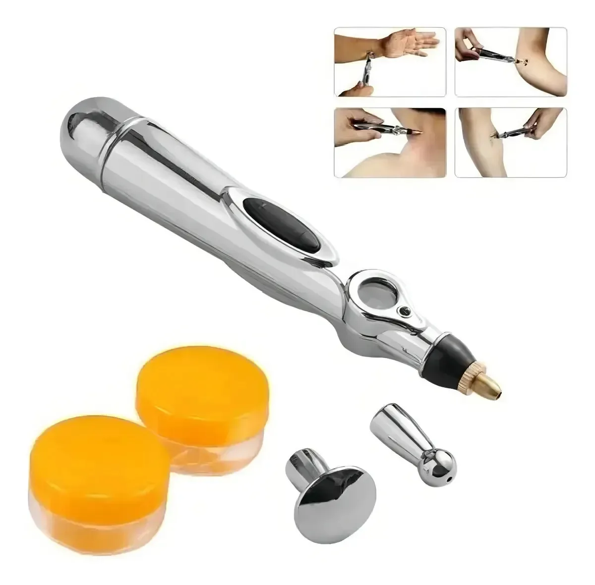 Caneta de massagem fascial eletroestimuladora de acupuntura + 2 Gel