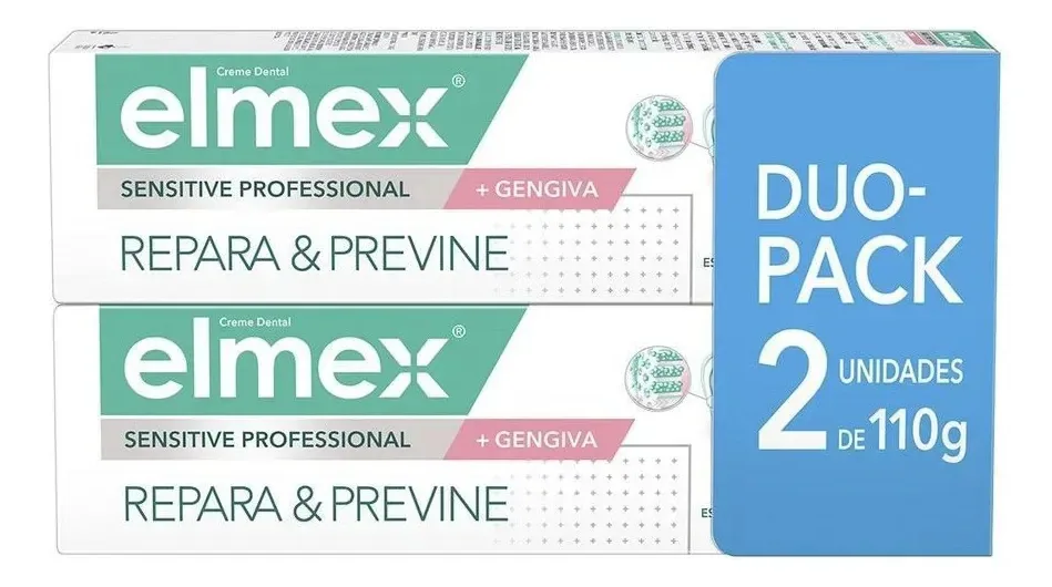 CREME DENTAL ELMEX SENSITIVE PROFESSIONAL + GENGIVA 110g - Kit 2 Unidades