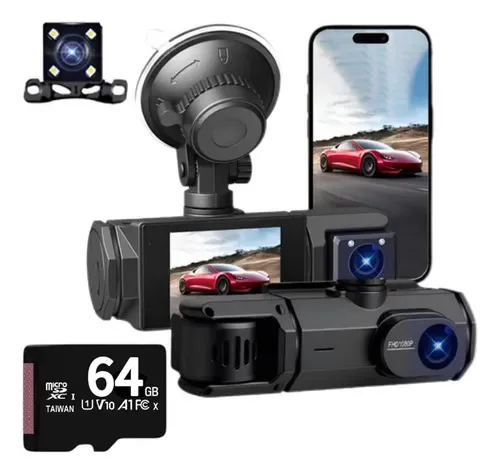 Hotu Dash Cam 4 Câmeras 360° Full Hd 1080p + Visão noturna poderosa + Wifi + 64gb, solução completa de segurança veicular para todos os tipos de automóveis