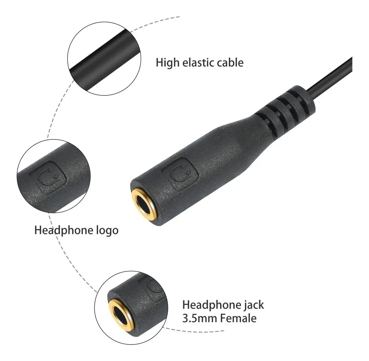 Ptilsery - 2 adaptadores de microfone divisor de fone de ouvido de 3,5 mm e adaptadores de microfone macho de 3,5 mm para fêmea de 3,5 mm para um som nítido