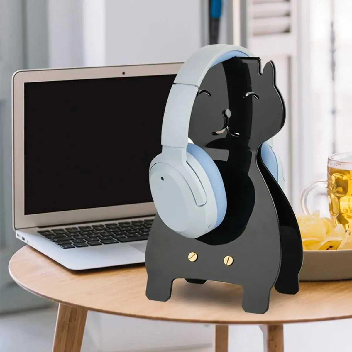 Ptilsery - Suporte acrílico para fones de ouvido, suporte para tamanhos de fones de ouvido
