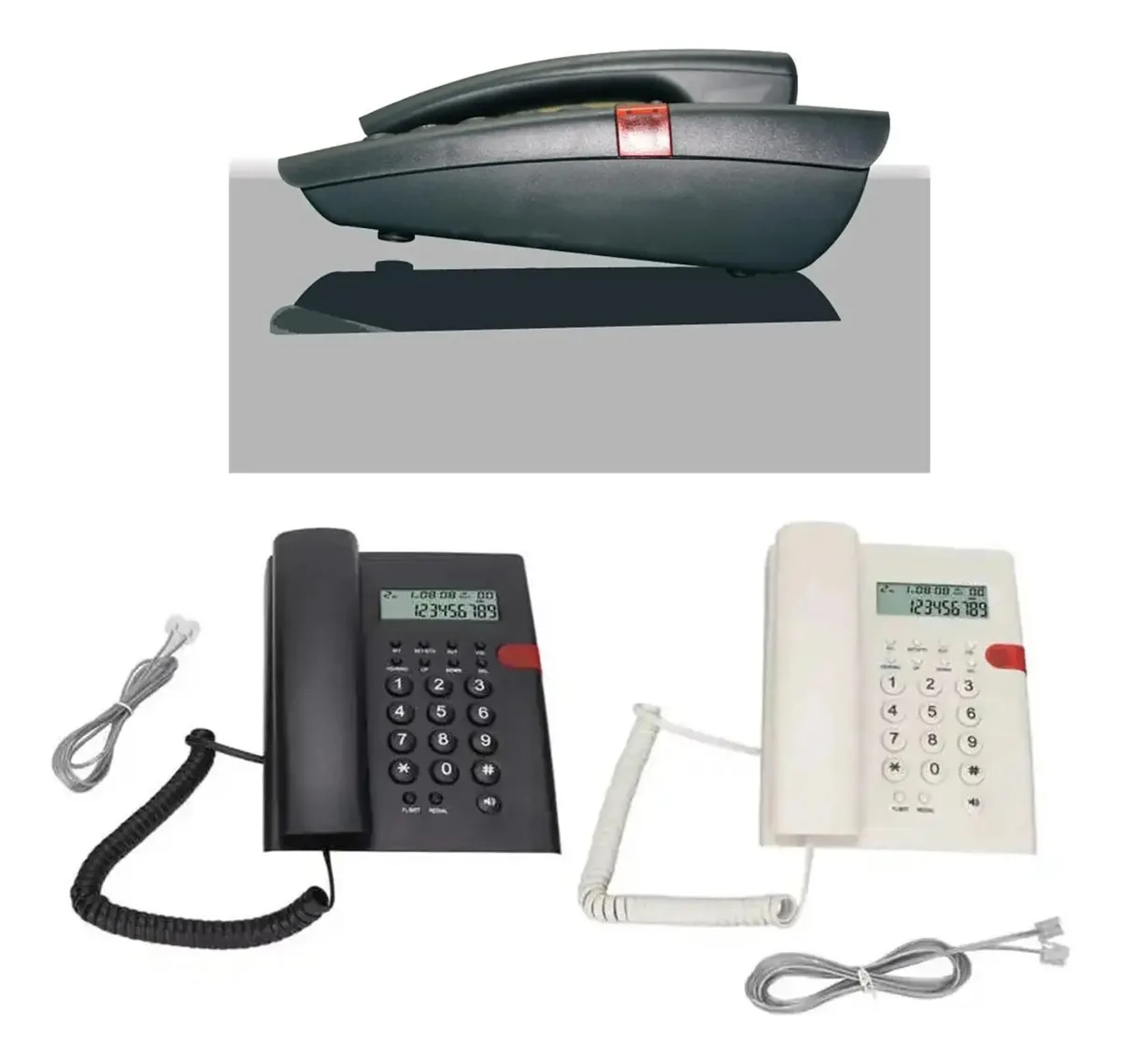 Panfhgfg K010a-1 - Identificador de chamadas com fio para retenção de telefone e música, chamadas viva-voz, telefone fixo para hotel, casa, telefone fixo em inglês, telefone viva-voz