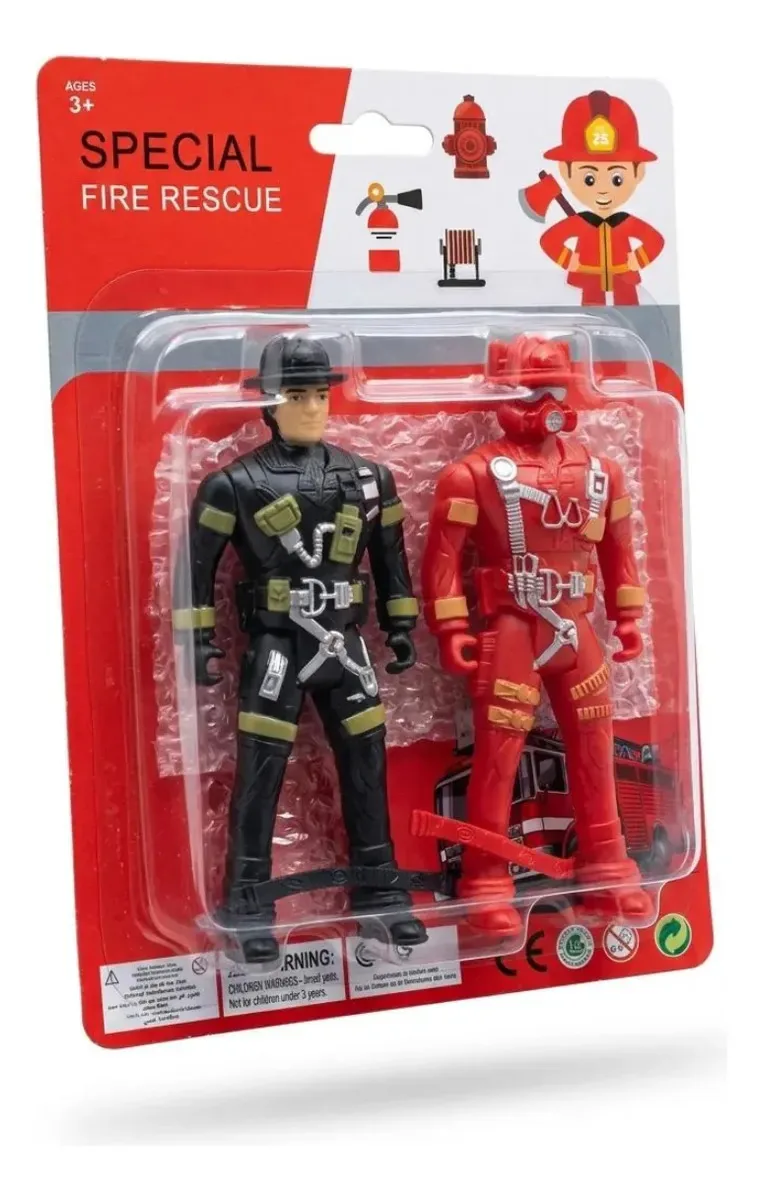 Boneco Bombeiro Soldado Resgate Ação Brinquedo Infantil Vermelho E Preto