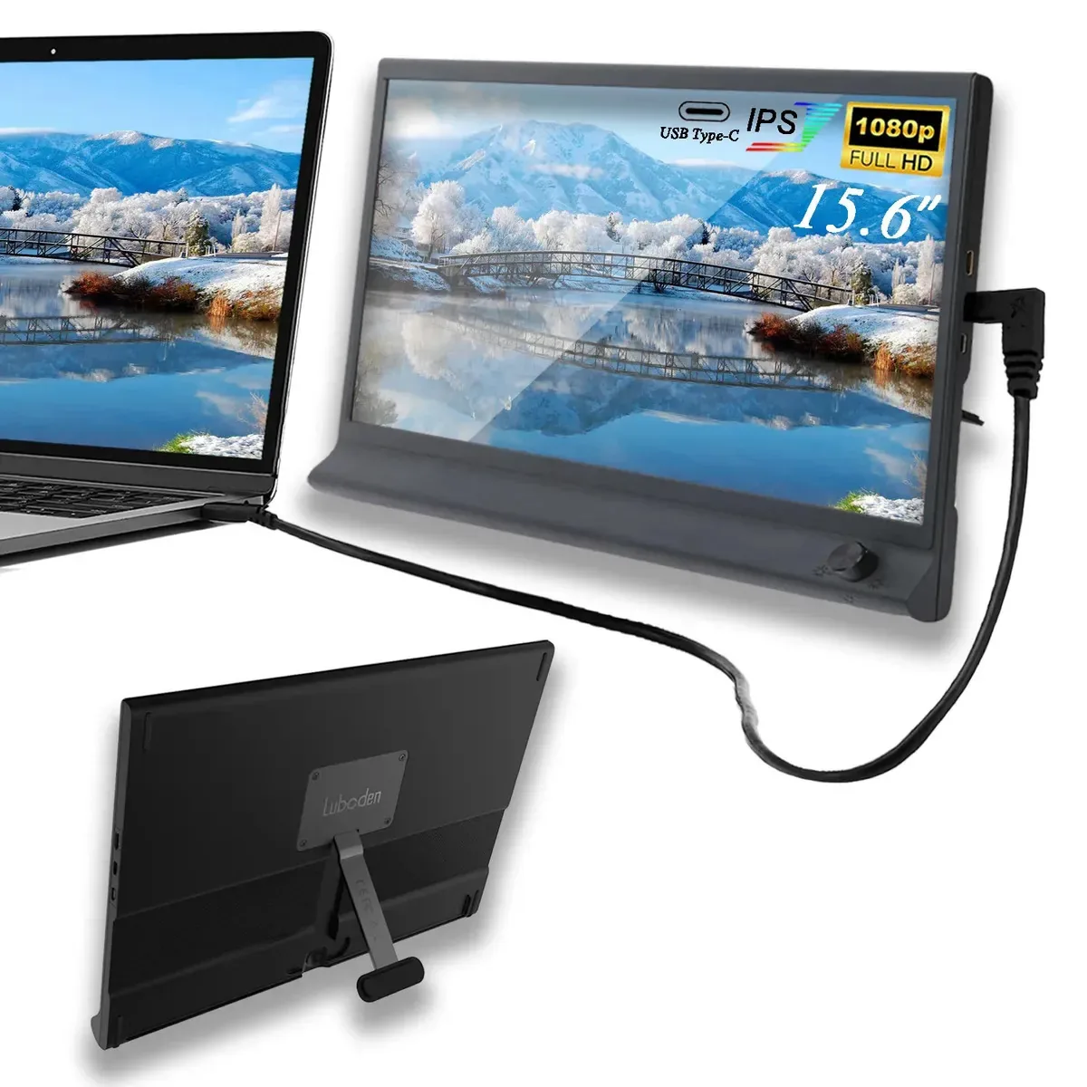 15.6 Extensor De Monitor De Laptop, 1920 X 1080 Fhd Ips Monitor Portatil Duas Telas Para Notebook, Monitor Duplo Para L