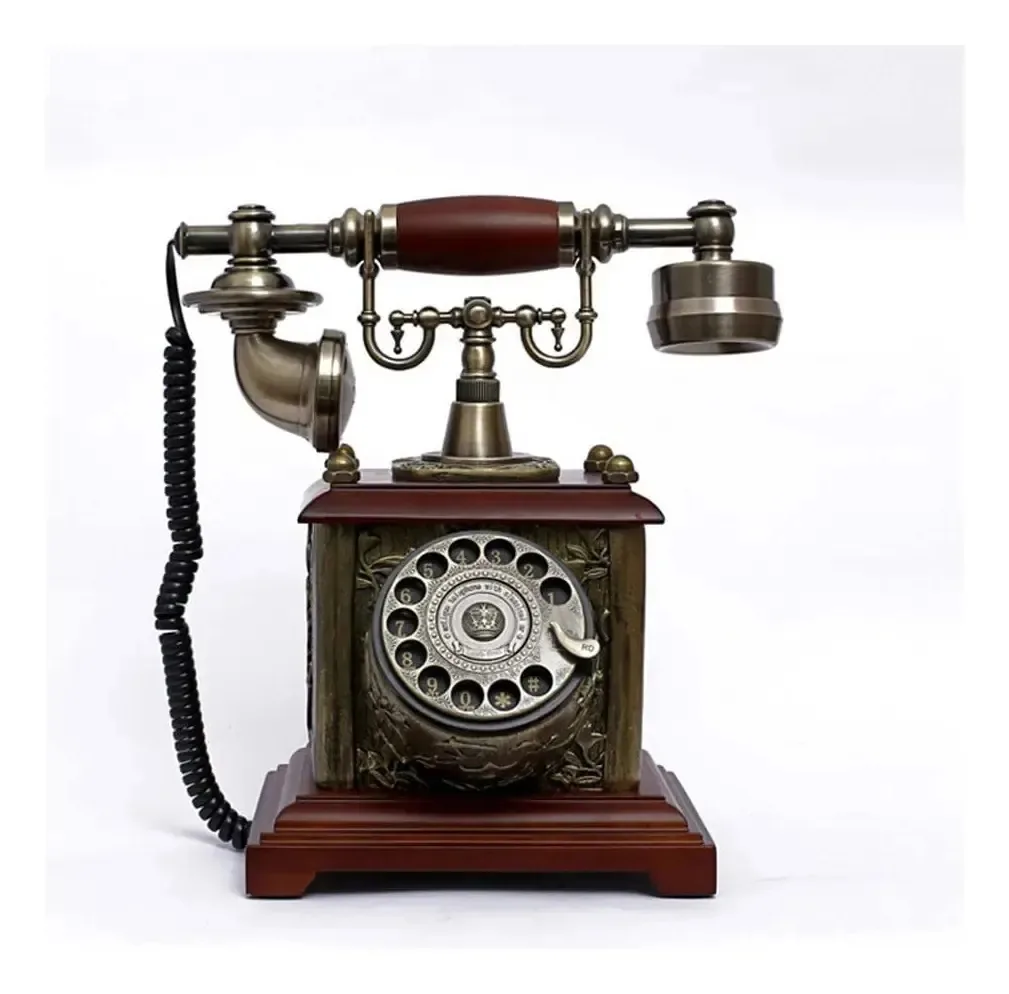 Telefones retrô Oaqzgbvkv Telefone retrô com cabo fixo Telefone retrô europeu vintage Telefone giratório Telefone clássico antigo para decoração de casa de escritório