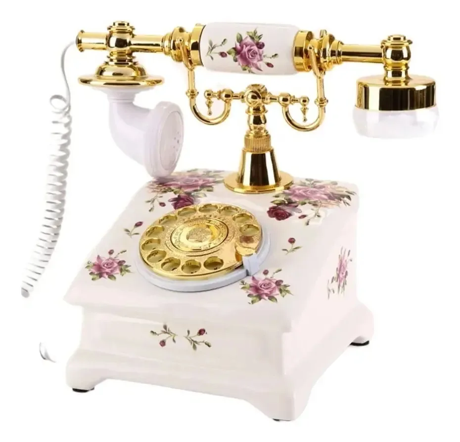 Telefone retrô vintage Oaqzgbvkv Telefone de cerâmica antigo Telefones antigos Telefone giratório retrô para decoração de casa