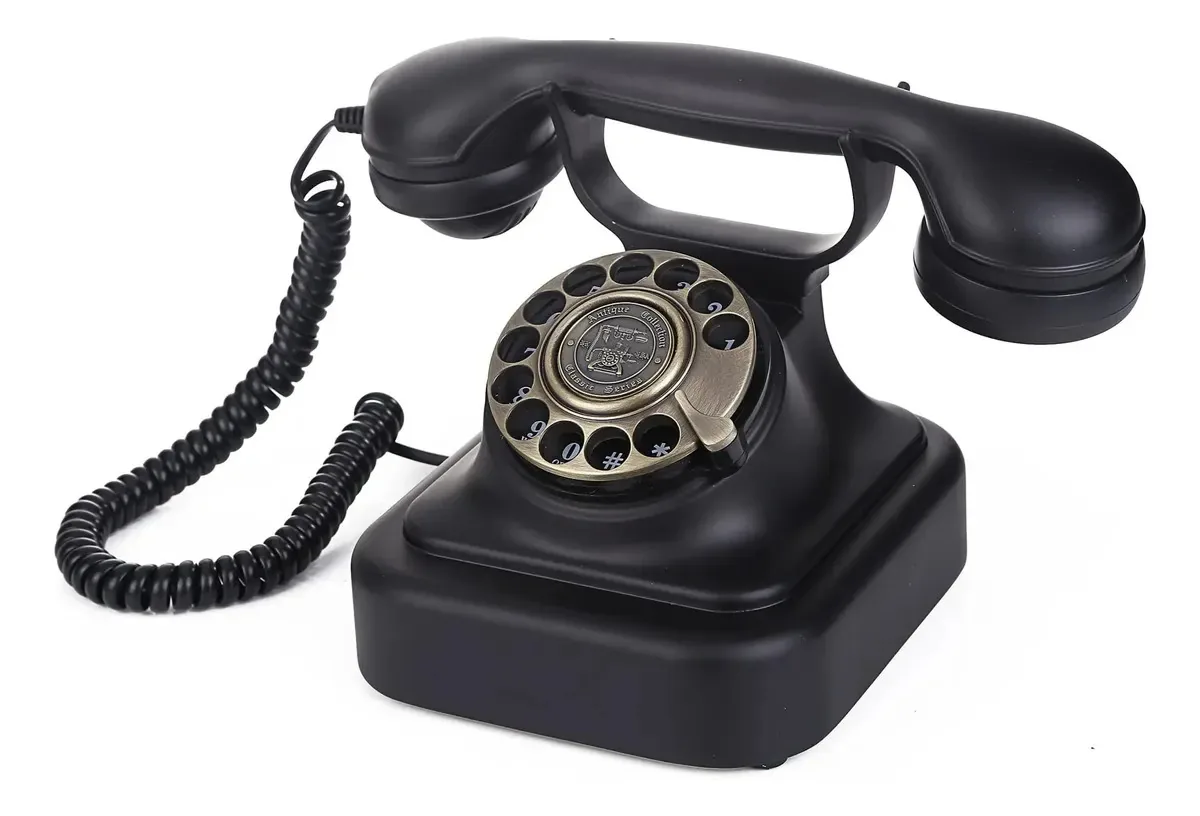 Telefone residencial antigo vintage com disco rotativo Oaqzgbvk, réplica retrô de mesa, para escritório, com fio, para decoração.