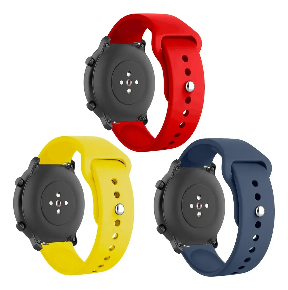 Conjunto de 3 pulseiras compatíveis com Amazfit GTR 4, pulseiras de silicone, pulseira de substituição de 22 mm, feminina e masculina, pulseira esportiva macia e ajustável para Amazfit GTR 4 (a)