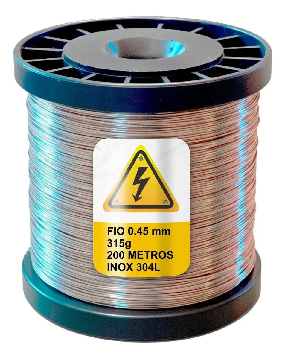 200m Fio Aço Inox 304L 0,45mm Arame Inox Cerca Elétrica Rural Apicultura Profiplast Alta Resistência