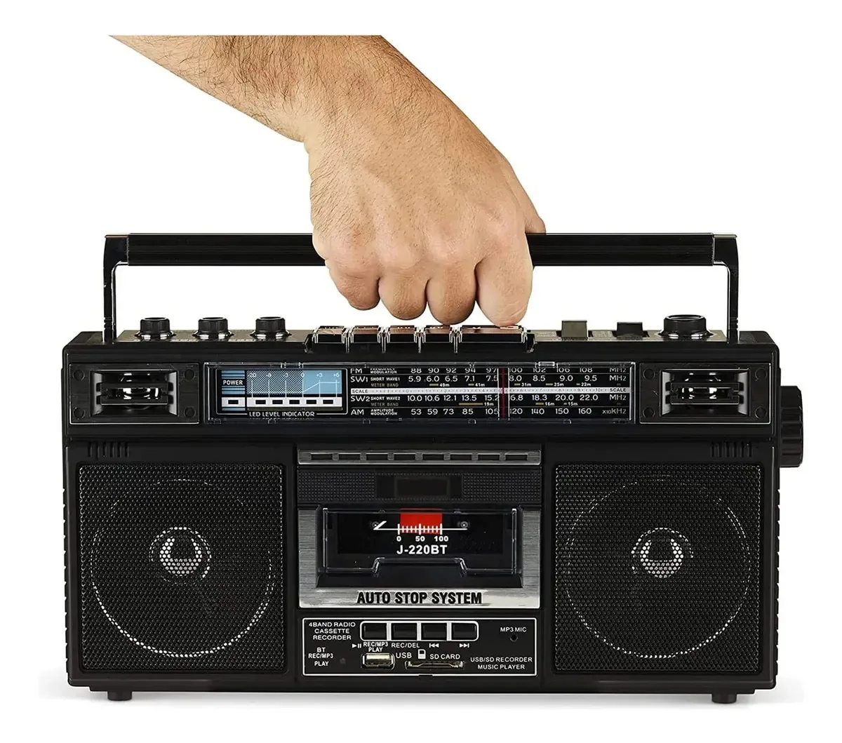 Leitor de cassetes de rádio retrô Lmyydes, gravador de cassetes, cartão SD/USB, reprodução de Bluetooth, reprodução de áudio HD duplo, gravador de cassetes de rádio AM/FM portátil, 14 x 8 x 4 cm