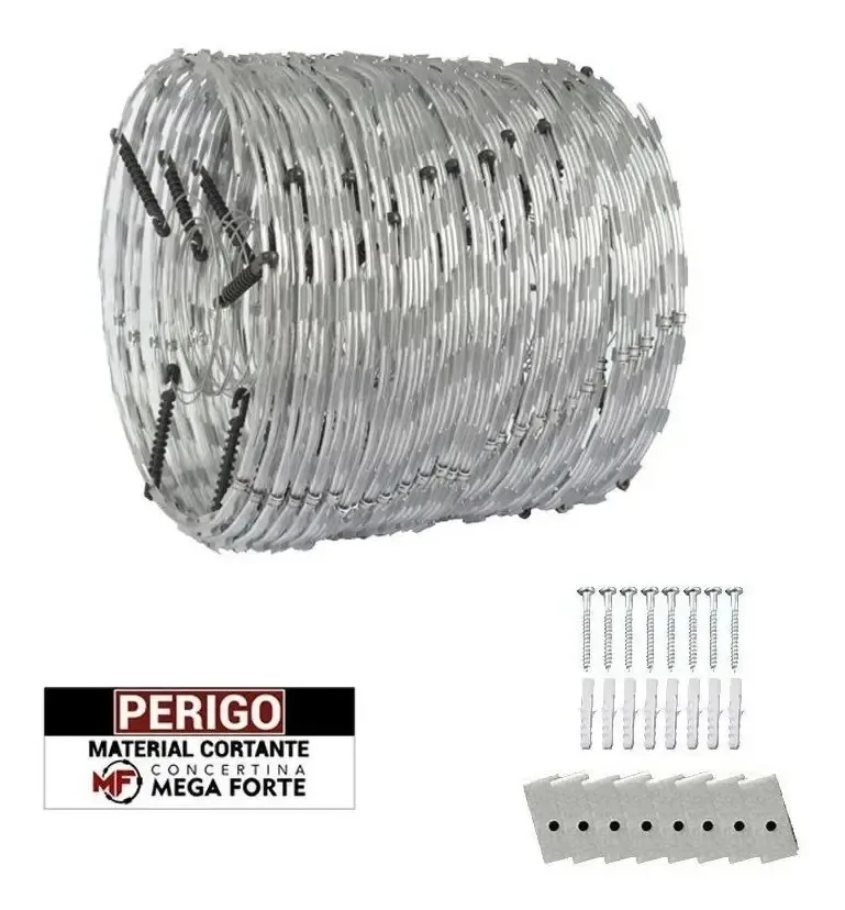 Kit Cerca Concertina Eletrificada Residencial Dupla 16m 45cm