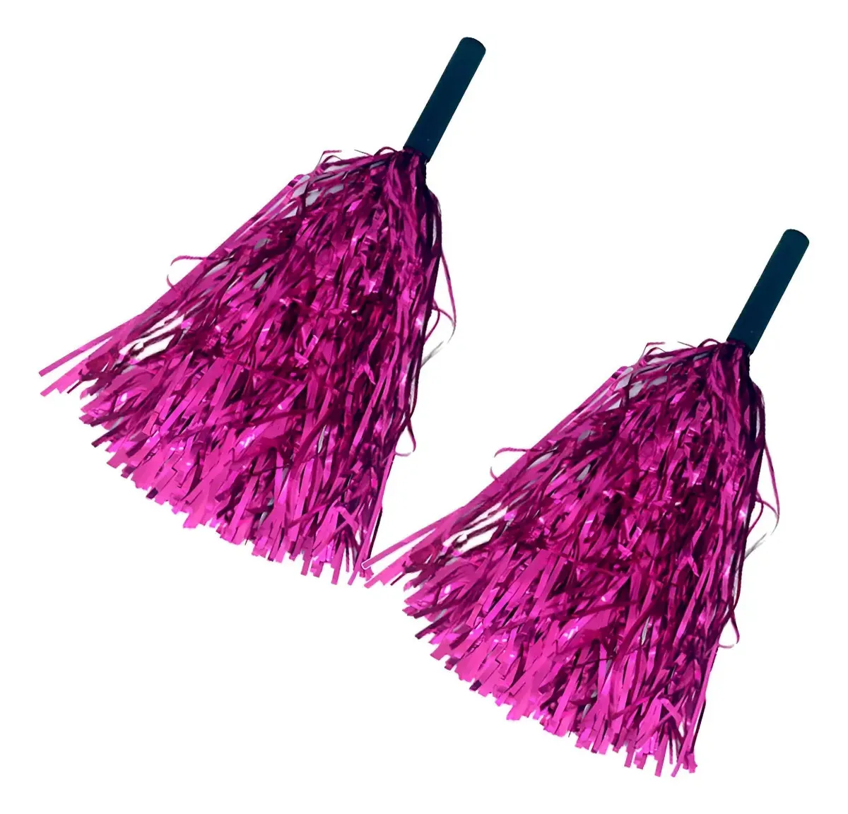 1 Par Pompom Metalizado Mamãe Sacode Líder De Torcida Cor Pink