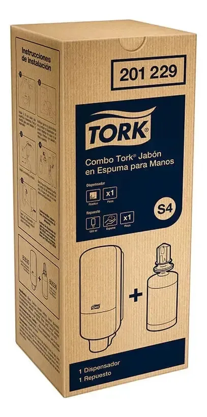 Pacote dispensador de sabonete de espuma branca Tork® e sabonete para mãos