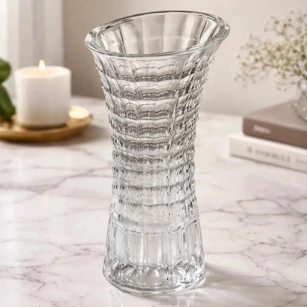 Vaso decorativo minimalista moderno Vaso quadrado de cor cristal de 24 cm