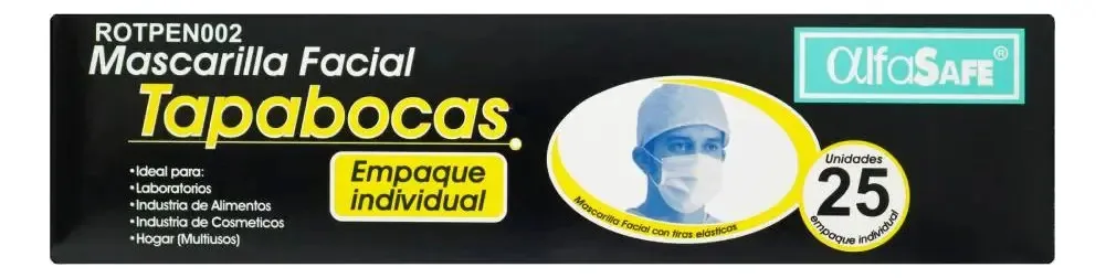 Máscaras faciais Alfasafe Black 25 unidades