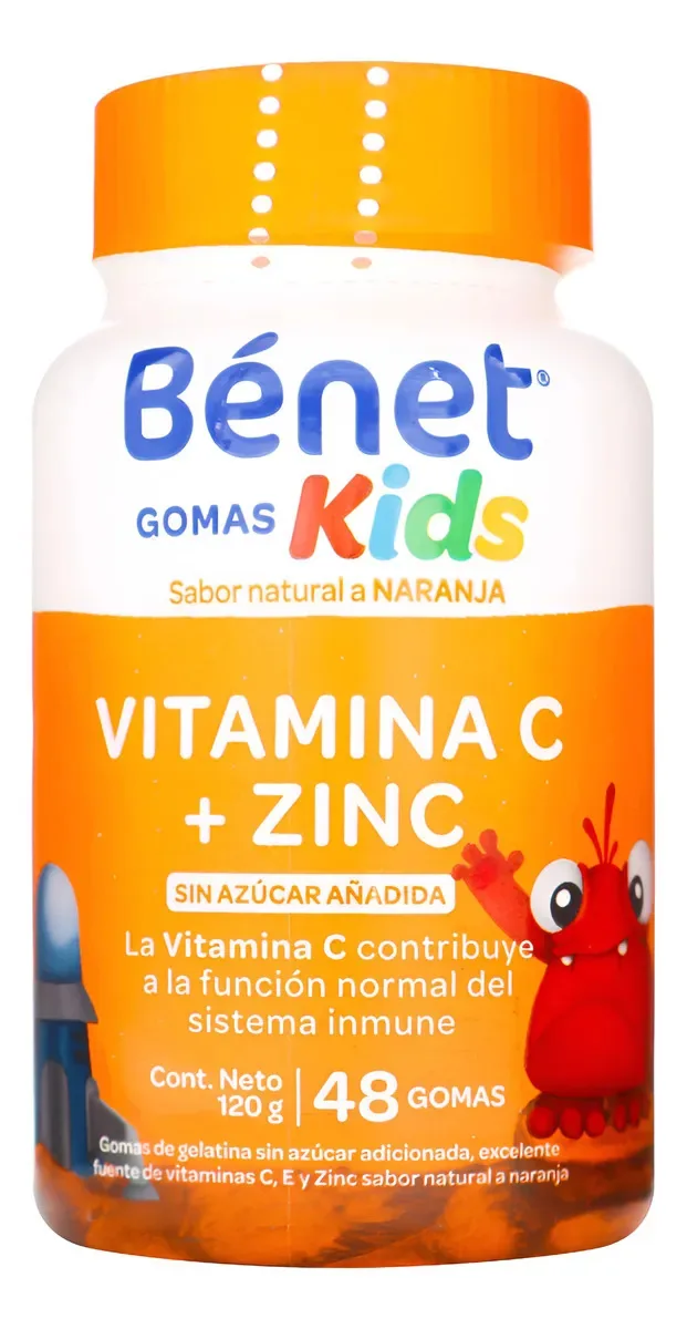 Gomas de vitamina C e zinco e laranja Bénet Kids