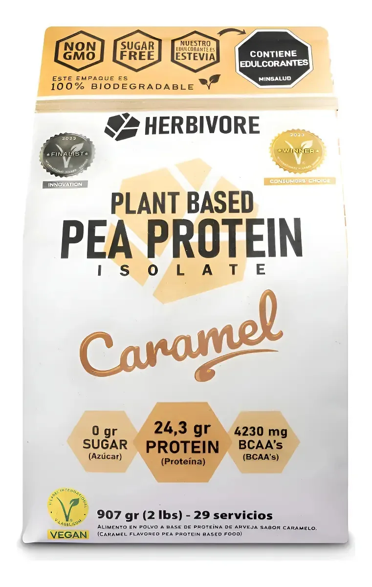 Proteína vegana de caramelo e caramelo
