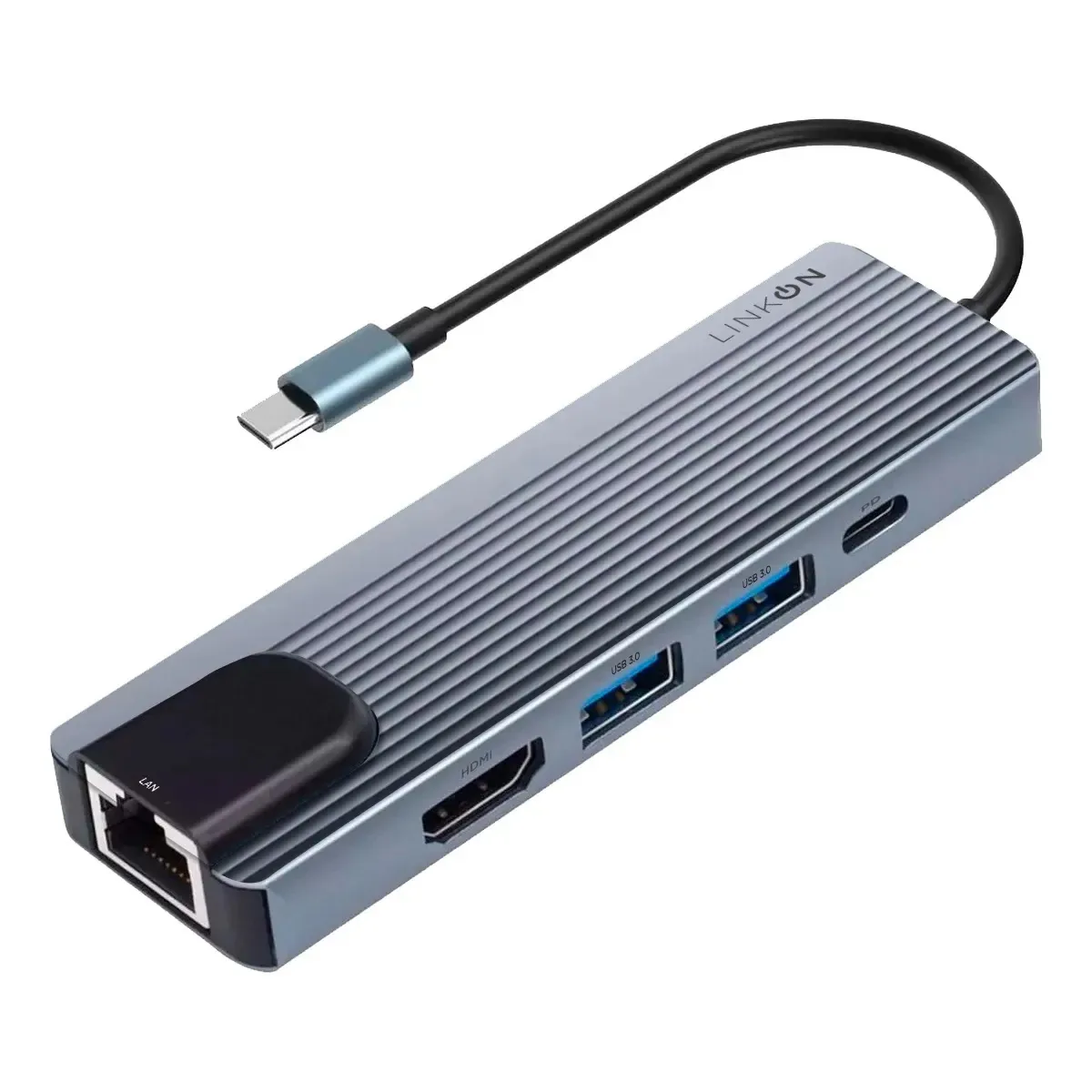 Hub de adaptador USB C multiporta Linkon Macbook Win 5 em 1 - alumínio