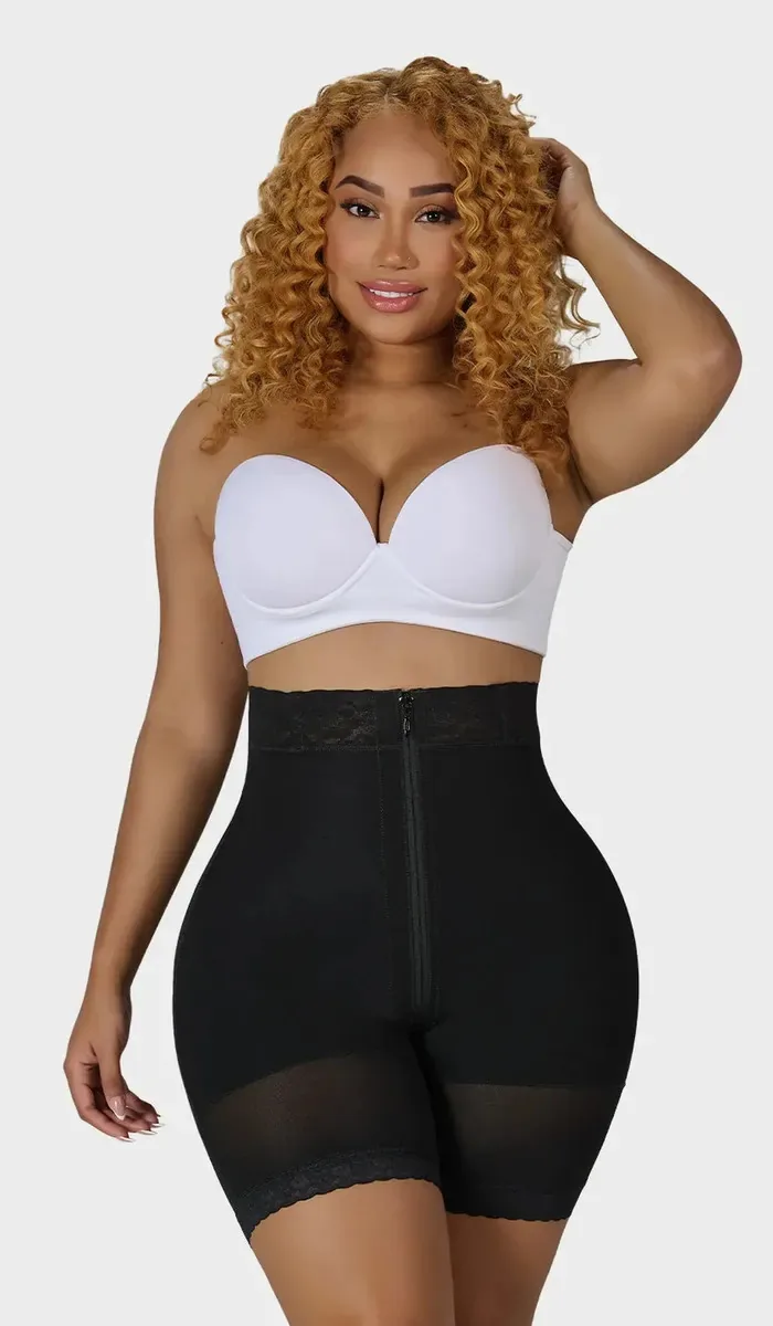 Sxa00728 - Shorts tipo ampulheta com fecho M&D, cor preta, tamanho L