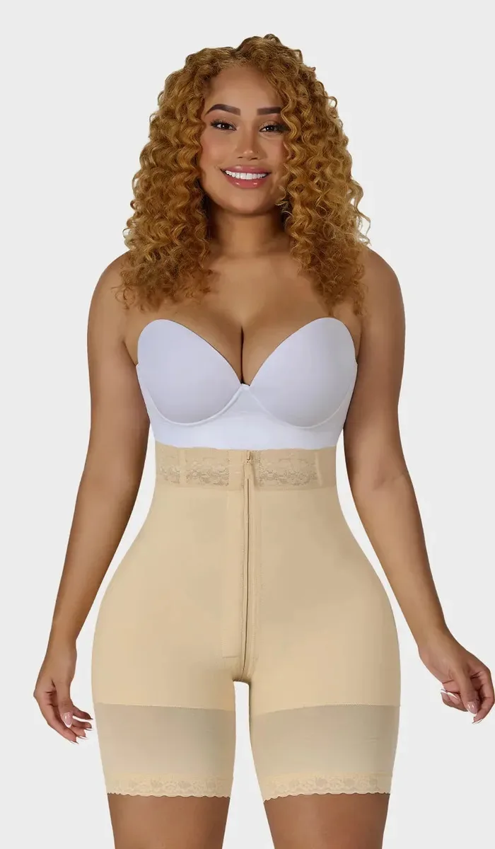 Sxa00728 - Shorts tipo ampulheta com fecho M&D Color Bege Tamanho GG