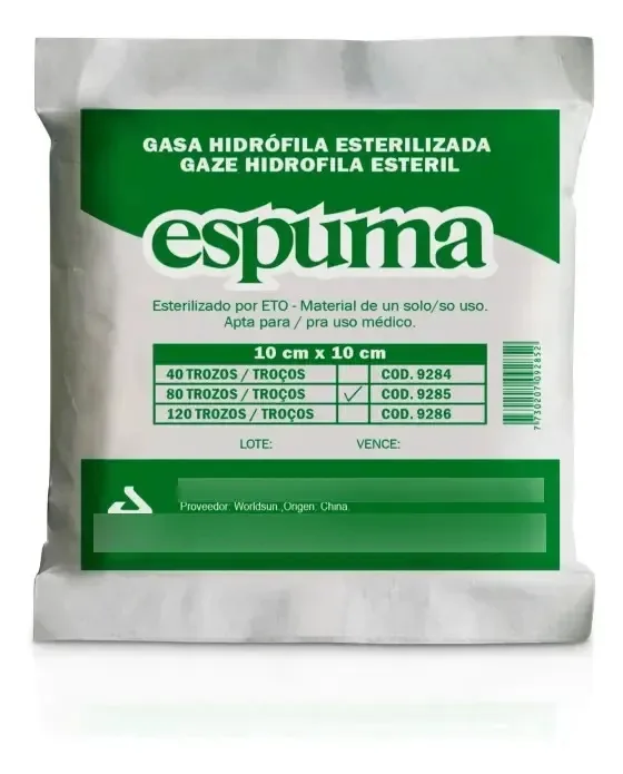 Gaze de espuma estéril 80 peças 10x10 branca
