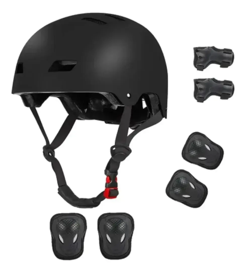 Conjunto de proteção de capacete, joelheiras, cotoveleiras, pulseiras de 48 a 52 cm