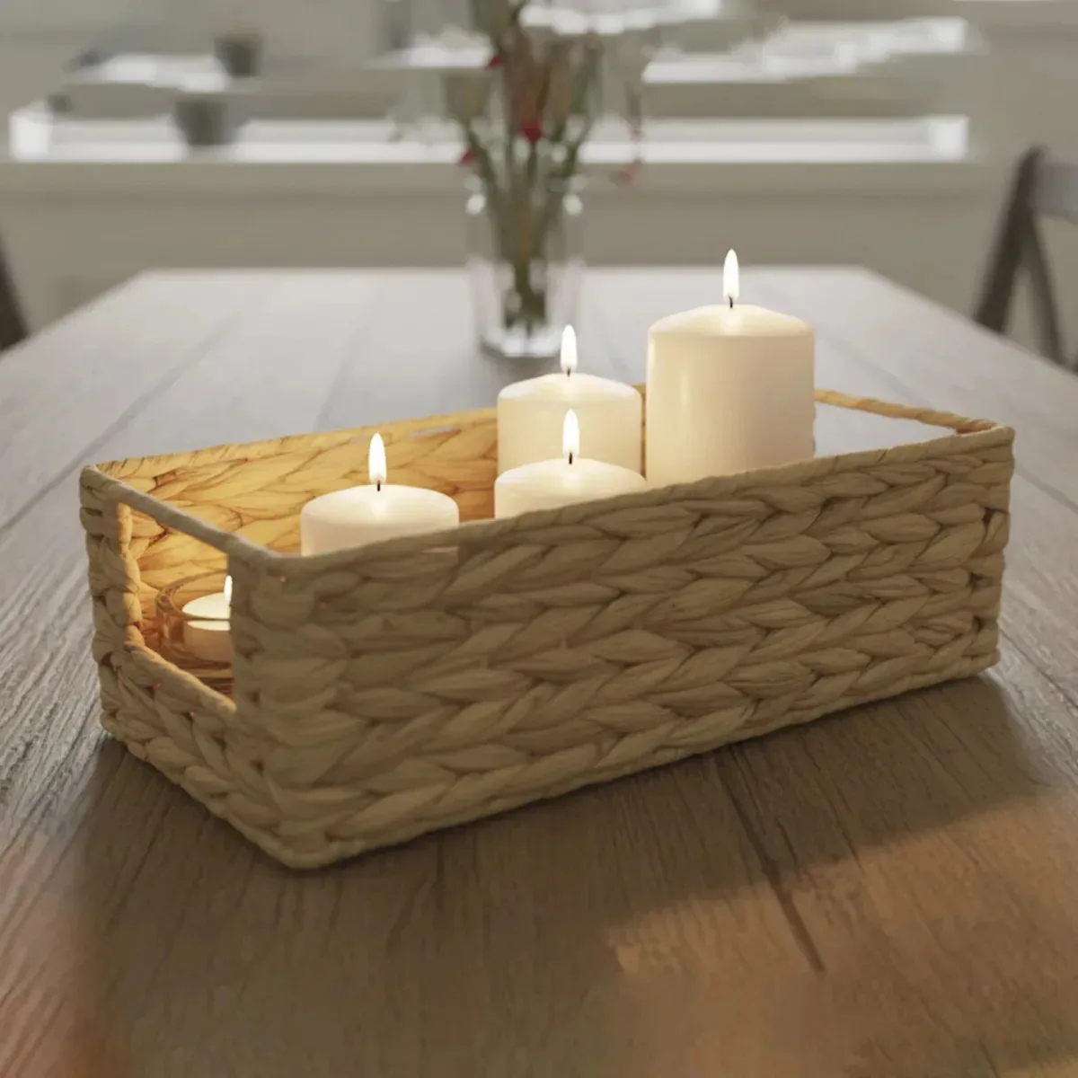 Cesta de vime retangular Home Class 32 x 12 x 10 cm marrom