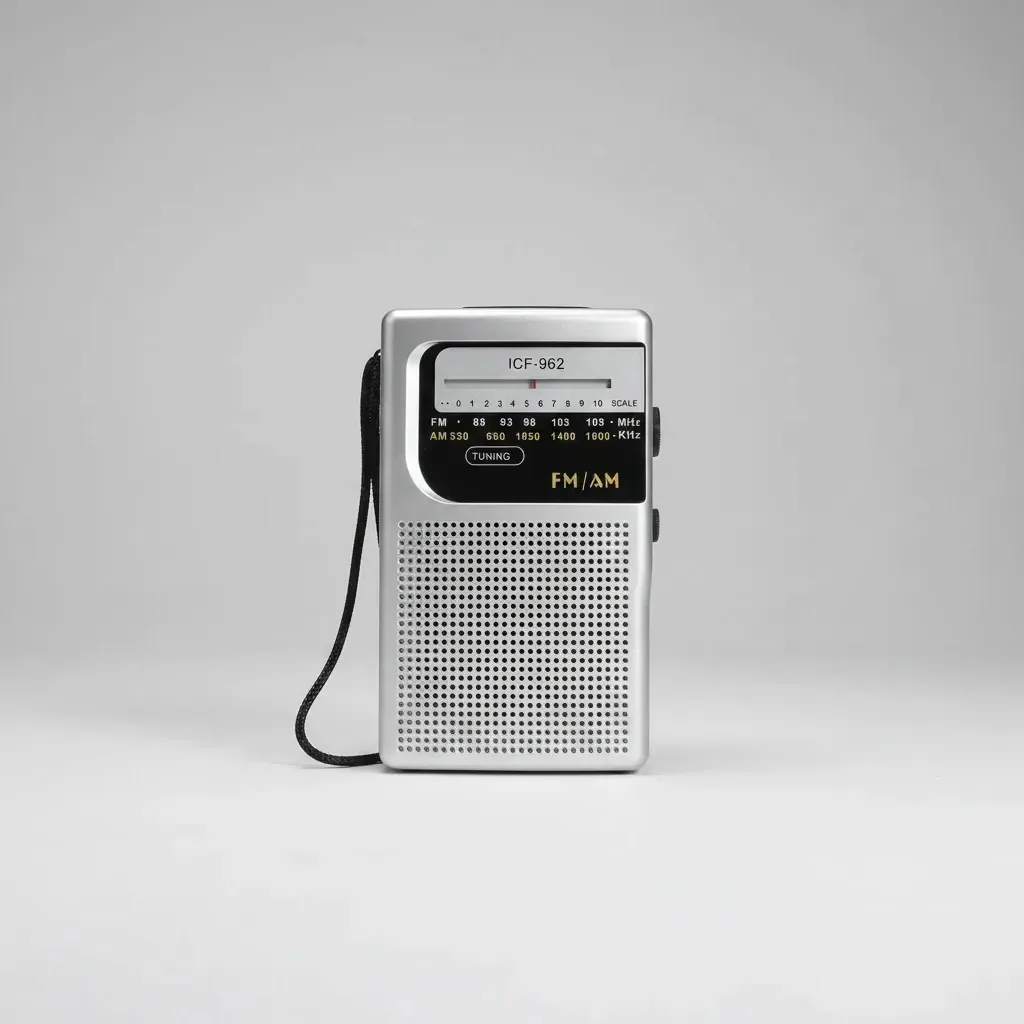 Antena extensível compacta de rádio portátil Am Fm Cinza Retro