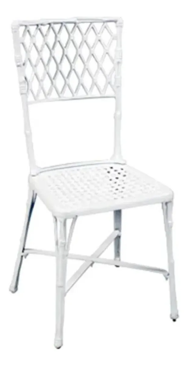 Cadeira De Jardim E Piscina De Alumínio Fundido Modelo Bambú Branco