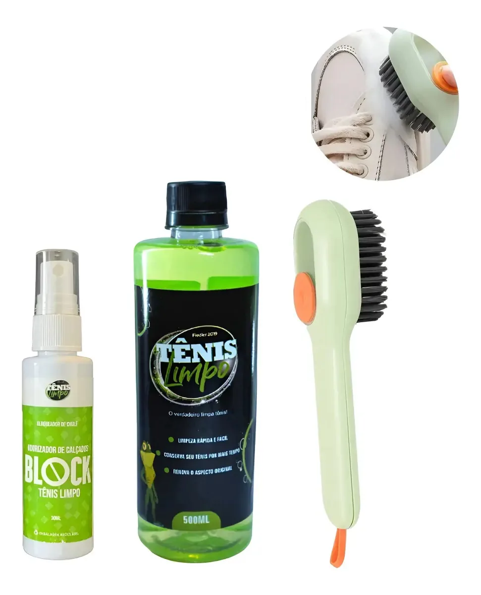 Kit Limpa Tênis Calçado + Escova Borrifa + Desodorante Chulé