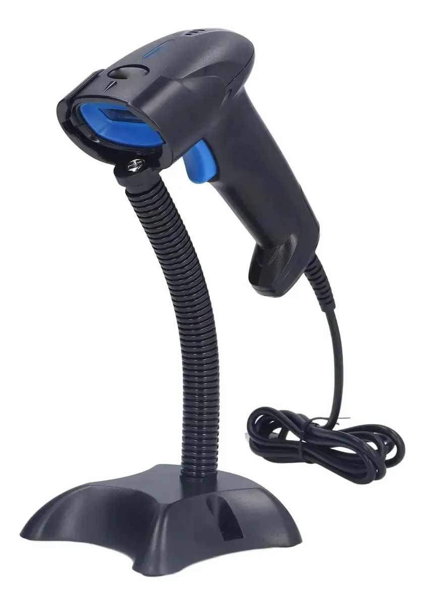 Leitor de código de barras 1D Maibul Lnnw com cabo USB, leitor de código de barras 1D com suporte, leitor de código de barras portátil para supermercado, armazém, loja e restaurante.