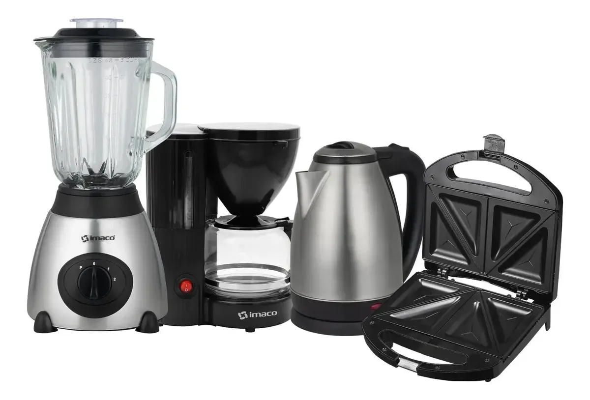 Liquidificador Quatricombo + Chaleira + Cafeteira + Sanduicheira