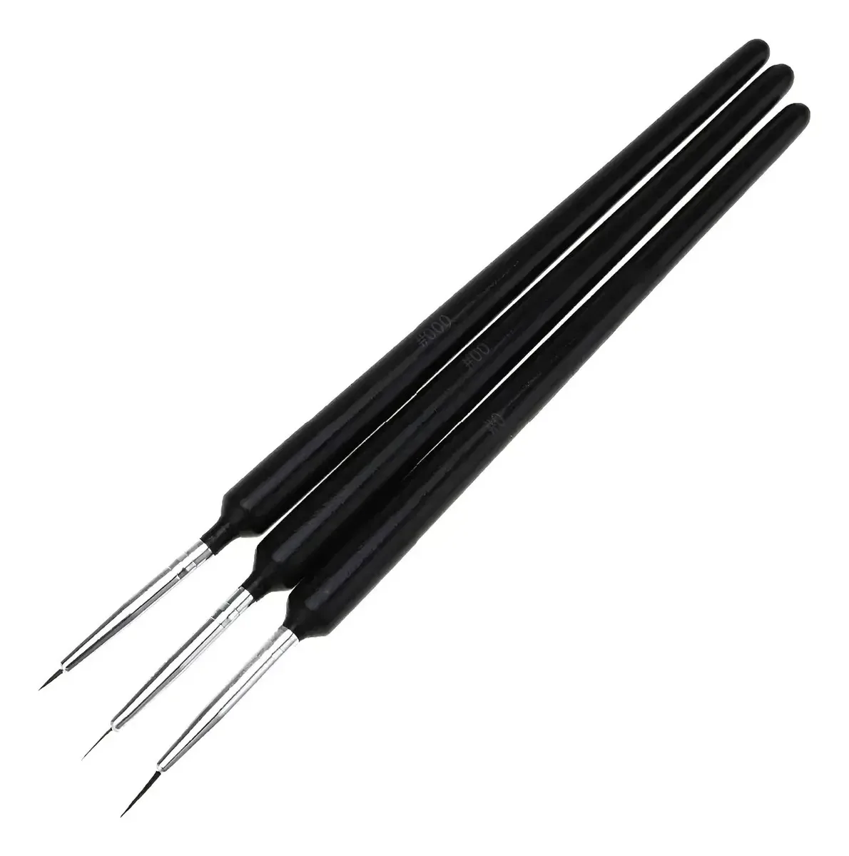 Kit 3 Pincéis Para Unhas Gel Acrigel Decoração Manicure Nail Preto