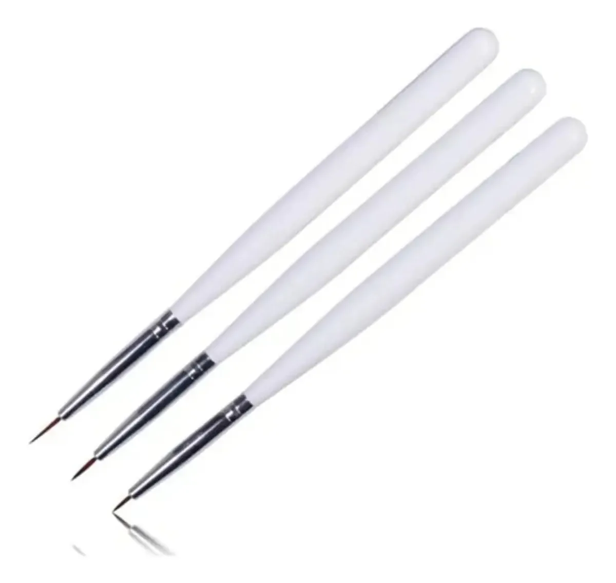 Kit 3 Pincel Ultra Fino Francesinha Decoração Unhas Manicure Branco
