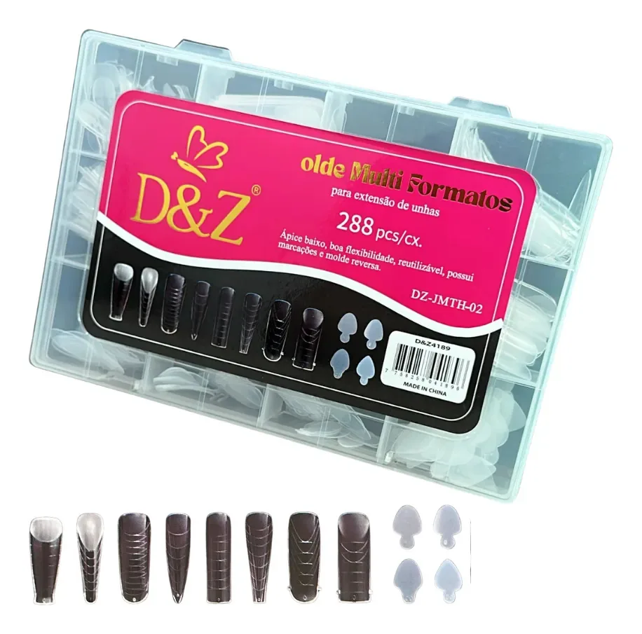 Molde F1 D&Z para Unhas Esculpidas: Kit Mix com 288 Peças