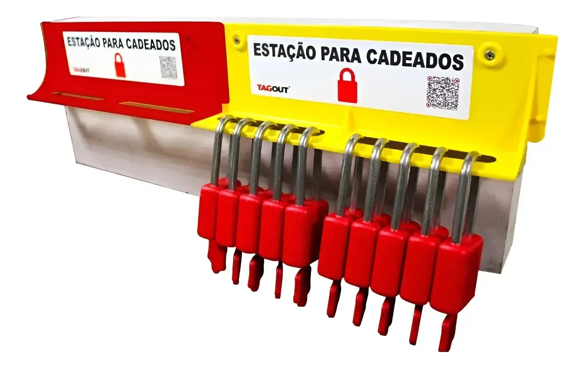 Estação de Bloqueio Tagout para Organização de Cadeados LOTO Amarela