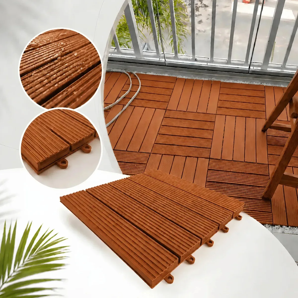 Kit 54 Deck Modular Plástico - Sacada Box Jardim Cor CARAMELO (Terracota)
