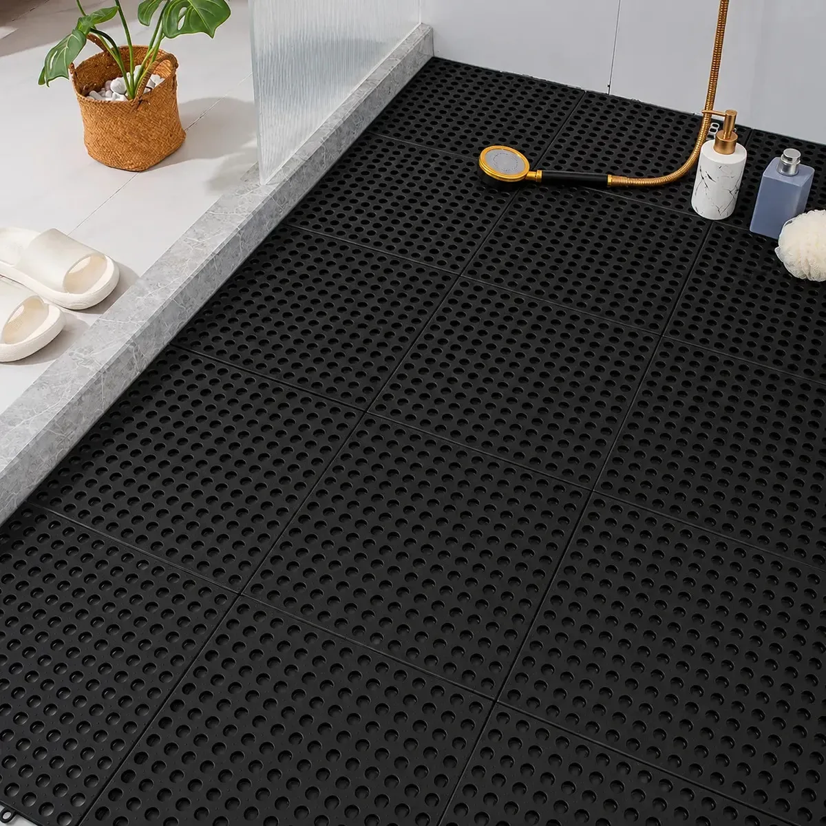 10 Pçs Tapete Estrado Pvc Antiderrapante Piso Para Box Canil Cor Preto